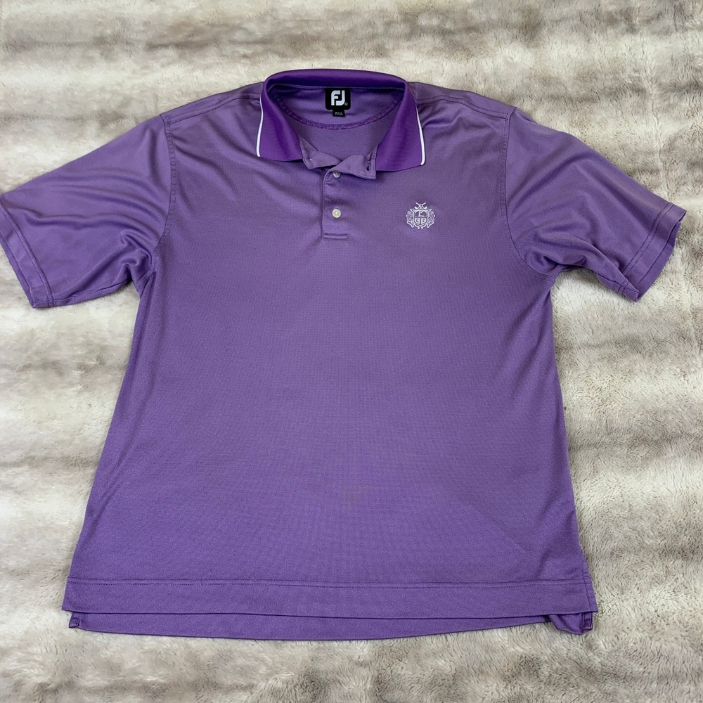 FootJoy Mens Golf Polo Shirt Bundle‎ Purple Solid & Micro Check Vanderbilt XL - Picture 9 of 13